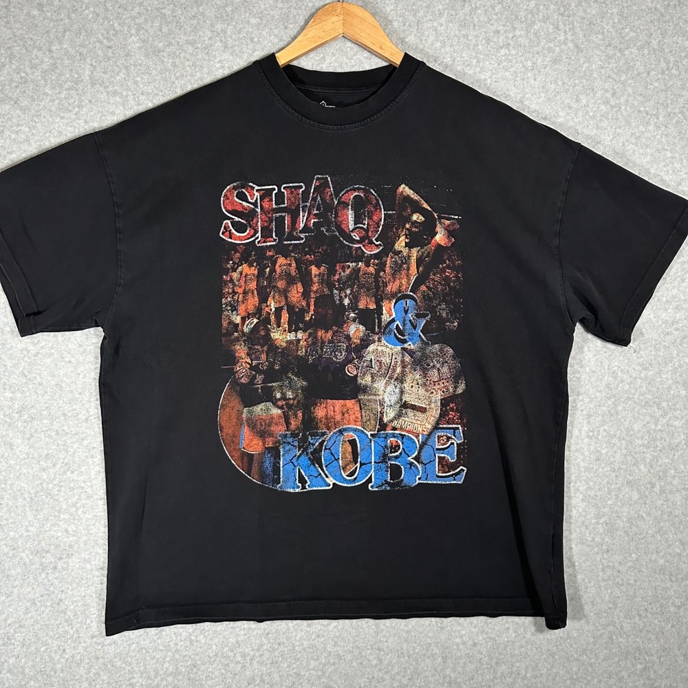 Sergio Calabasas Shaq Kobe Lakers Graphic Tee Mens XL Black Vintage Style Shirt